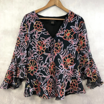 Anne Carson Silk Burnout Blouse Womens Large Floral Boho Whimsigoth Fairycore - $22.49