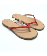 A New Day Womens Sloan Sandals Flip Flops Faux Leather Studded Red Size 8.5 - £6.64 GBP