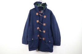 Vintage 90s Gap Mens Medium Wool Toggle Button Hooded Parka Jacket Navy Blue - £87.00 GBP