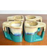 4 Vintage Signed Rodolfo Padilla Coffee Espresso Mugs Drip Glaze set Gre... - $39.99