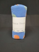 Oeko Tex Fleece Throw 50&quot;x60&quot; inches, Blue w/orange cherries - £3.94 GBP