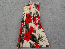 Favant Girls Butterfly Dress SZ 8 Cream Red Hibiscus Palm Elastic Front ... - $14.99