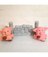 Fisher Price Little People Baby Pig Piglet Mud Farm Animal &amp; stone fence... - $6.00