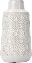 8 Inch White Ceramic Vase, Flower Vase For Home Decor, Boho Vases For, White - £35.30 GBP