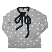 NWT J.Crew Cashmere Crewneck Sweater in Heather Gray Snow Dot Bow Pullover XXS - £85.28 GBP