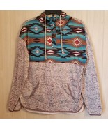Women Size M Winter Fall Aztec Geometric Print Button Collar Pullover Ho... - £11.68 GBP