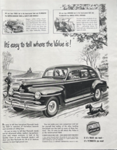 Plymouth Builds Great Cars It&#39;s Easy To Tell Value Vintage Print Ad 1948 - £13.05 GBP
