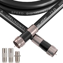 50FT RG6 Coaxial Cable with F Connector F81 Female Extender Adapter Low ... - £33.06 GBP