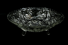 Vintage Anchor Hocking Arch Fan 3 Footed Clear Glass Fruit Bowl 9 in AHC26 - £14.00 GBP
