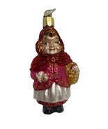 Vintage Glass Red Riding Hood Christmas Ornament - $279.92 MXN