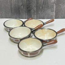 5 Sarreguemines Pottery Sterling Silver Overlay Individual Handled Soup Bowls - £77.07 GBP