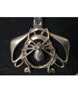 Black Widow Spider Pendant Vintage 2.5x2.5 Leather Tie Necklace - $16.70