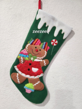 Christmas Holiday Gingerbread Girl Green Tree Mantel Stockings 18.5&quot; - $26.72