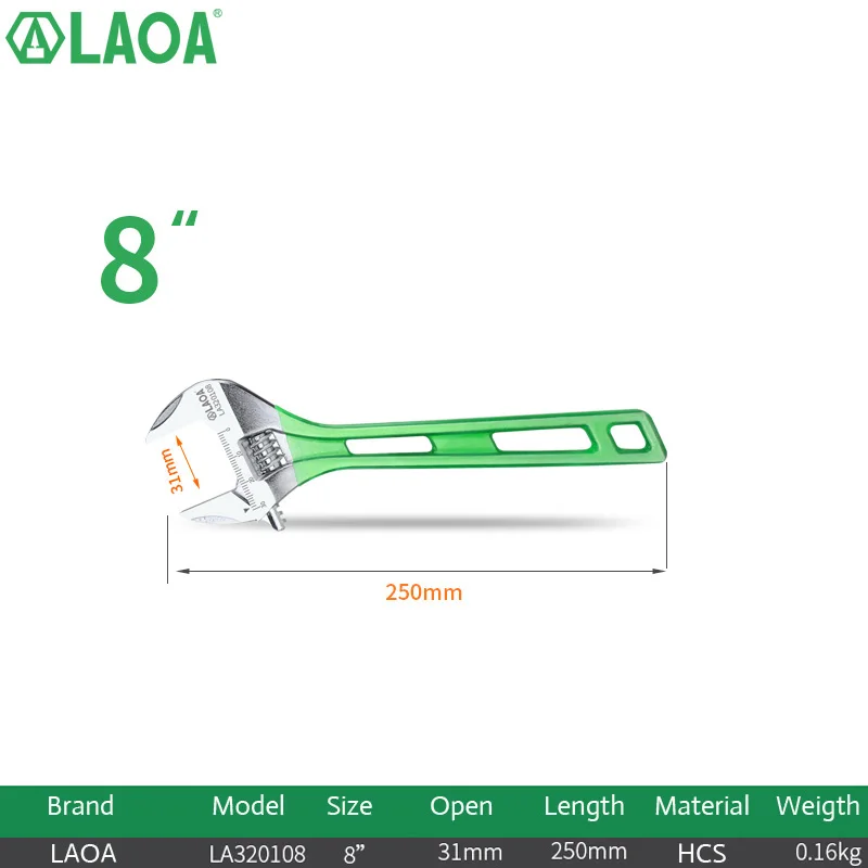 LAOA Portable Wrench Large Open Adjustable Spanner 6inch 8inch 10inch 12inch Wre - £294.14 GBP