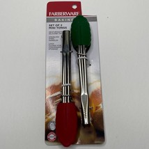 Farberware Baking Mini Tongs Red Green Silicone Tip Stainless Steel Locking - $19.99