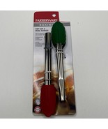 Farberware Baking Mini Tongs Red Green Silicone Tip Stainless Steel Locking - £15.71 GBP