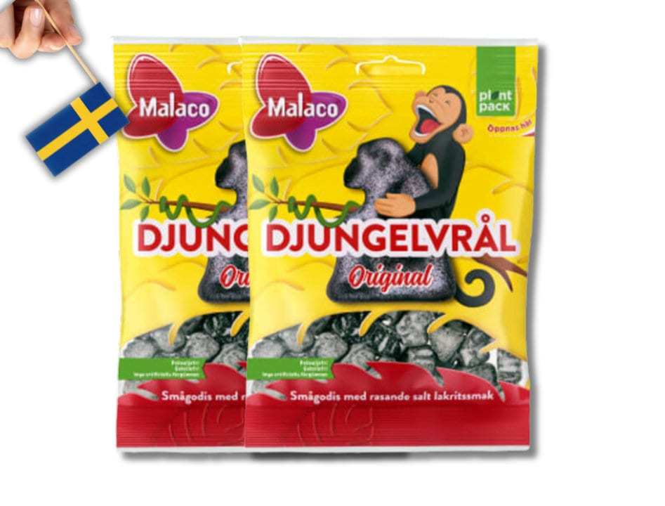2 Bags of Djungelvrål, Swedish Licorice Candy Sweden, Swedish Salt