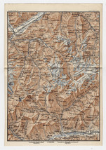 1887 Antique Map Of Pennine Alps / Switzerland Italy / Aosta - £21.96 GBP