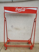  Vintage Drink Coca Cola Metal Sign Rolling Cart Case 12 pack display A - £365.20 GBP