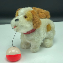 ANTIQUE WIND UP PLUSH TOY Japan made puppy dog tail spin saint st bernar... - $19.79
