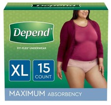 Depend Fit-Flex Underwear for Women XL Maximum Absorbency - 15 Diapers C... - $18.95