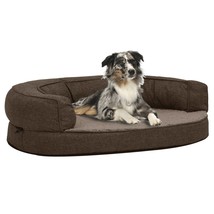 Ergonomic Dog Bed Mattress 75x53 cm Linen Look Fleece Brown - £38.82 GBP