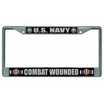 navy combat wounded purple heart military seal logo chrome license plate - £23.44 GBP
