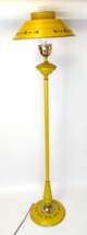 50s Golden Sunburst Yellow Tole Ware Metal Hurricane Floor Lamp 54&quot; Mid-... - $247.49
