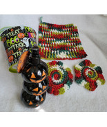 Halloween Black Pumpkins Dishcloth and Scrubby Pair Gift Set - $34.30 CAD