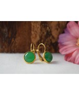 Small Green Jade Earrings Gold, 8 mm Earrings, Small Gemstone Earrings, ... - £25.12 GBP