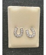 Horseshoe Sterling Stud Earrings by Pagoda with Cubic Zirconia Stones 92... - €12,67 EUR