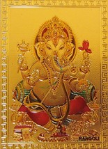 Ganesh Gold Foil Magnet Hindu Elephant God Deity Ganesha Rangoli Collect... - £7.97 GBP