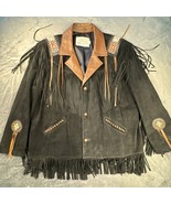 Western Native American Hand Bead Lariat 100% Leather Jacket 3X Made In USA - $436.29 CAD
