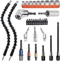 32 Pcs Flexible Drill Bit Extension Set，10 Screwdriver Bit Kit，105° Right Angle - £24.63 GBP