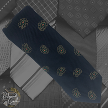 Jacob Roberts Ltd Navy Blue Paisley Design Ribbed Pointed Hand Sewn Necktie Tie - £15.98 GBP