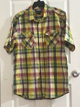 Red Ape Mens 2xl Yellow/Multicolor Plaid Short Sleeve Shirt Button Up - £11.70 GBP