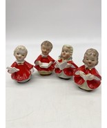 4 Christmas Salt Pepper Shakers Victorian Christmas Carolers Choir Kids ... - £31.44 GBP