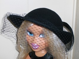 Lancaster Women&#39;s Black Hat with Feathers and Netted Felted Wool - $59.00