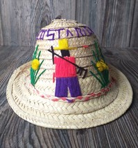 COSTA RICA Fedora Hat Souvenir Multi-Colored Handmade Woven Straw - £14.53 GBP