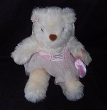 12&quot; Vintage 1998 Avon White Teddy Bear Pink Angel Wings Stuffed Animal Plush Toy - £18.94 GBP