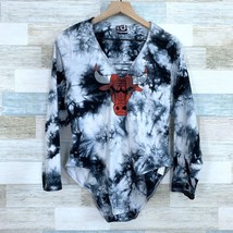 NBA Chicago Bulls Tie Dye Bodysuit V Neck Black Gray Red Womens Plus Size 2X - £33.26 GBP