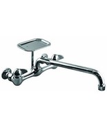 12-Inch Kitchen Two-Handle Polished Chrome Wall-Mount w/ Soap Dish - $99.86 CAD