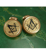 Antique Masonic cuff links Vintage Fraternal Enamel Cufflinks Mason G Br... - £192.72 GBP