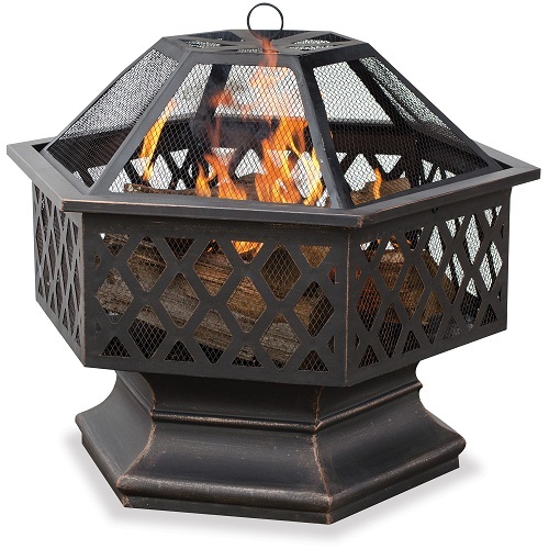 Outdoor Wood Burning Fire Pit Fireplace Patio Deck Heating Steel Unique Firebowl - £151.07 GBP