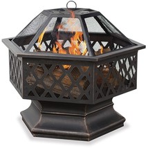 Outdoor Wood Burning Fire Pit Fireplace Patio Deck Heating Steel Unique Firebowl - £151.90 GBP