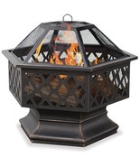 Outdoor Wood Burning Fire Pit Fireplace Patio Deck Heating Steel Unique ... - £151.07 GBP