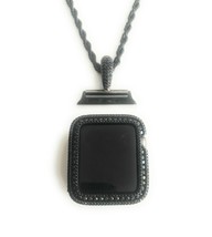 Bling Apple Watch Black Pendant Charm Necklace Chain Face Bezel Case Cover 40 mm - £86.00 GBP