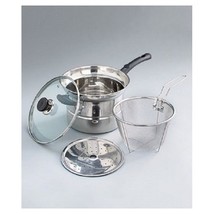 4-Pc. Steam N Strain Pot Cook Set Lift Out Strainer Steamer Rack Stainless Steel - £15.97 GBP