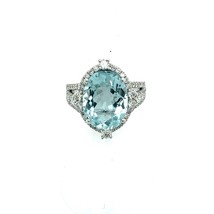 Natural Aquamarine Diamond Ring 6.5 14k W Gold 6.58 TCW Certified $5,975 217093 - £2,701.12 GBP
