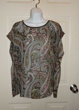 Six Degrees of Separation Scarf Print Sheer Paisley Floral Blouse Size Small - £3.18 GBP